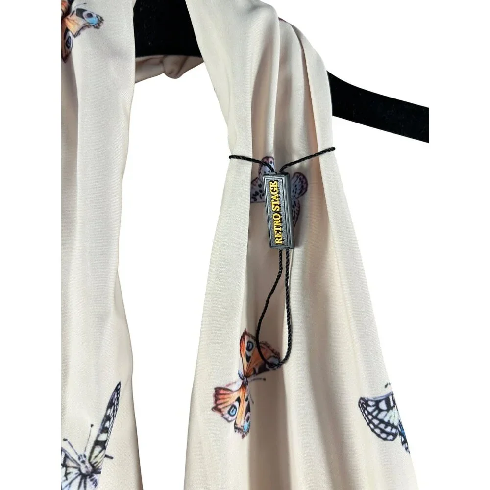 Retro Style Beige 1960s Butterfly Halter One-Piece Bikini Set - Picture 3 of 7